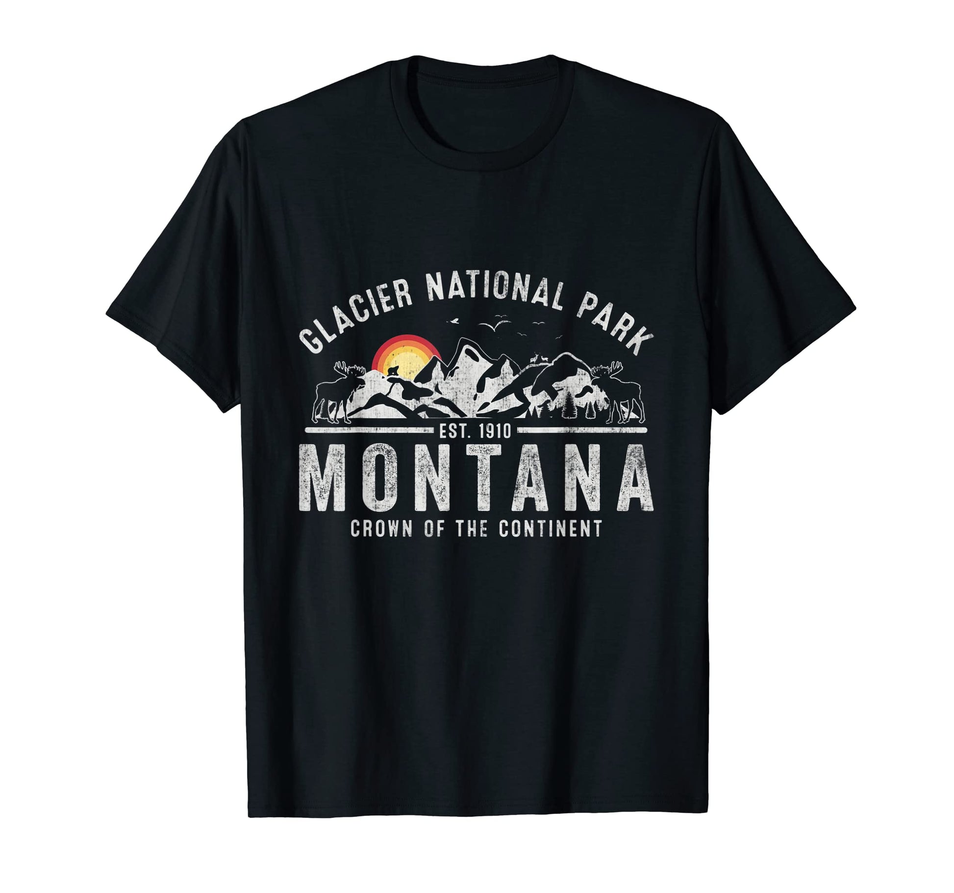 Glacier National Park Montana Hiking T-Shirt - Minimalist Print for Adults - T-Shirt, Sweatshirt, Hoodie