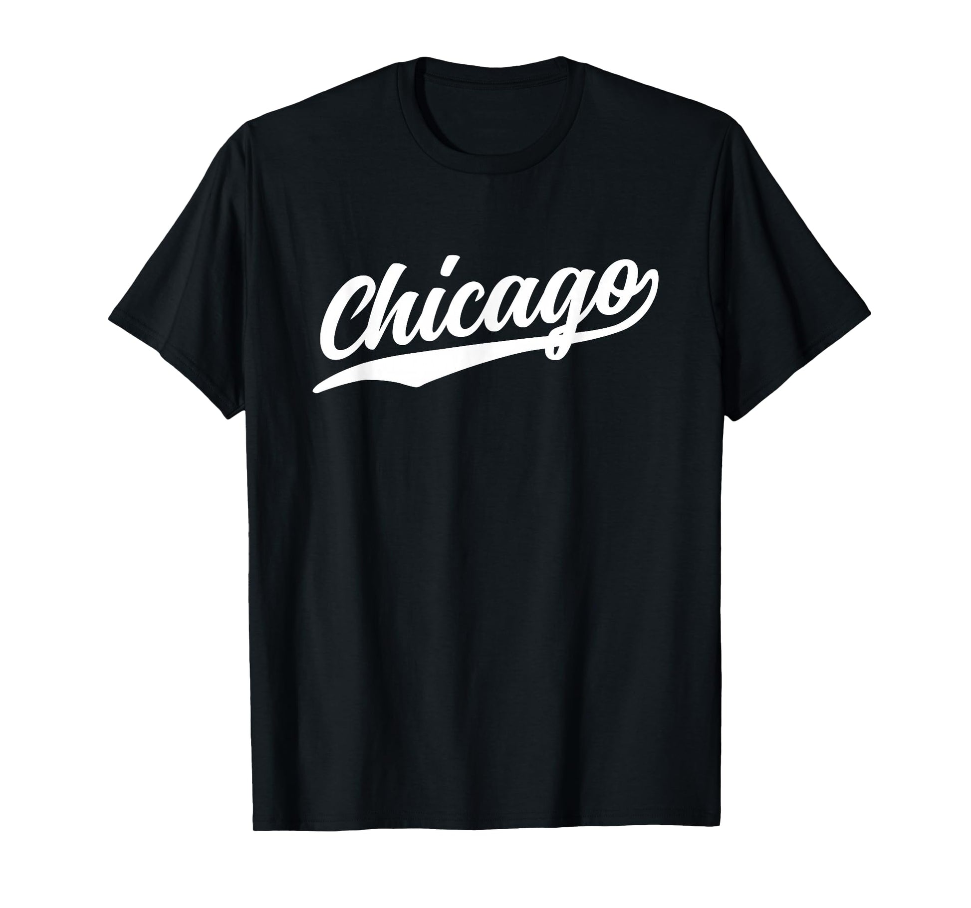 Chicago Illinois Script 1970S White Text T-Shirt - Unique Graphic Men Women - T-Shirt, Sweatshirt, Hoodie