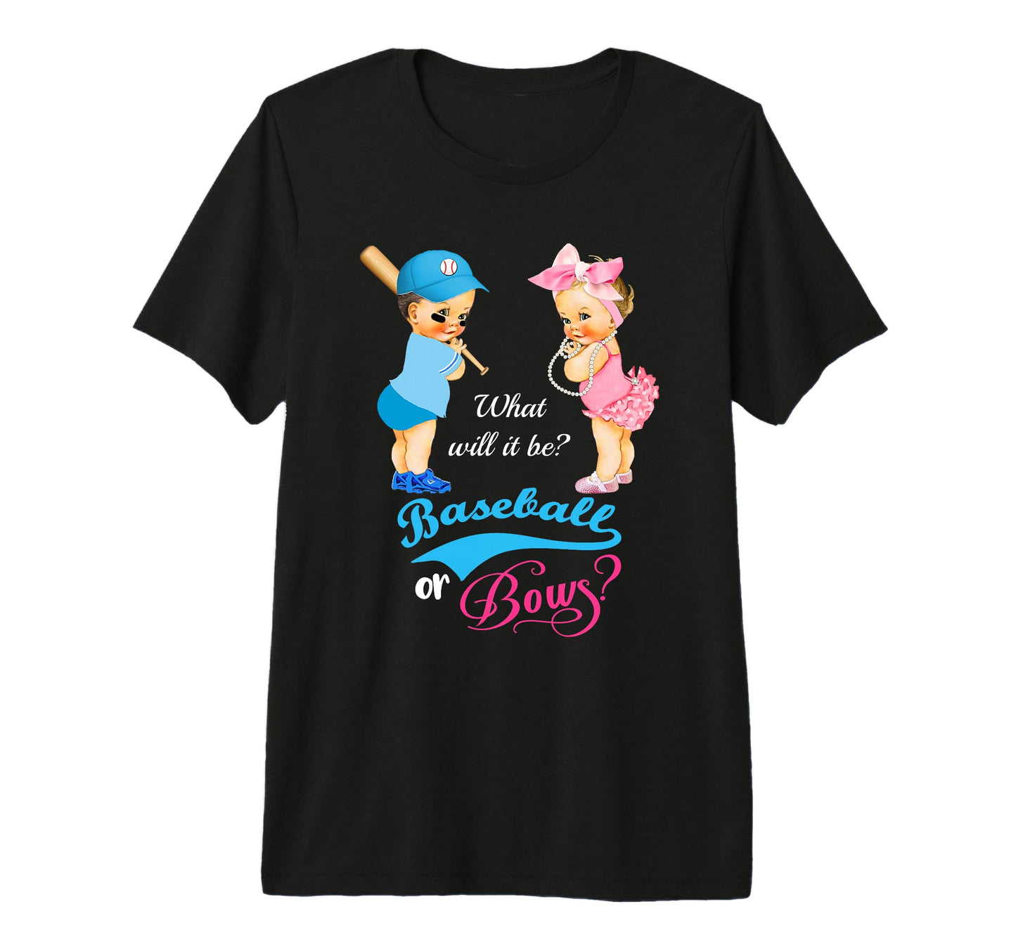 Baseball Or Bows Gender Reveal Tri Blend T-Shirt - Aesthetic Graphic Unisex - T-Shirt, Sweatshirt, Hoodie