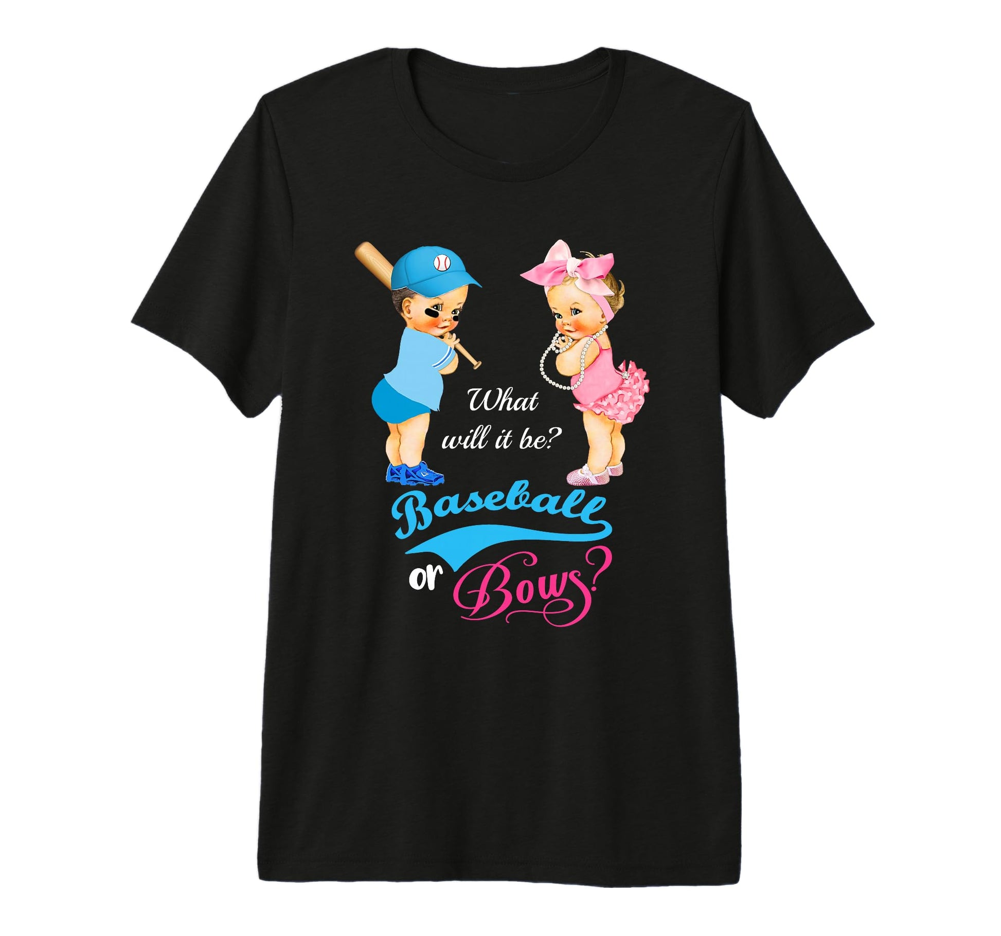 Baseball Or Bows Gender Reveal Tri Blend T-Shirt - Aesthetic Graphic Unisex - T-Shirt, Sweatshirt, Hoodie