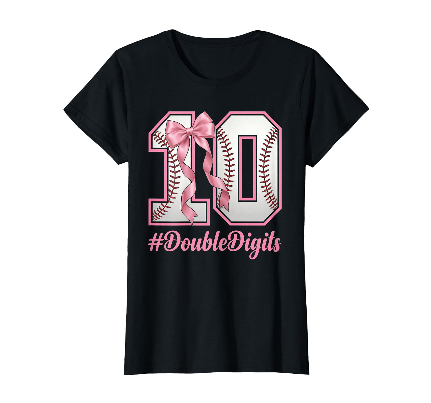 Bow Baseball Double Digits 10Th T-Shirt - Custom Art Print Men Women - T-Shirt, Sweatshirt, Hoodie