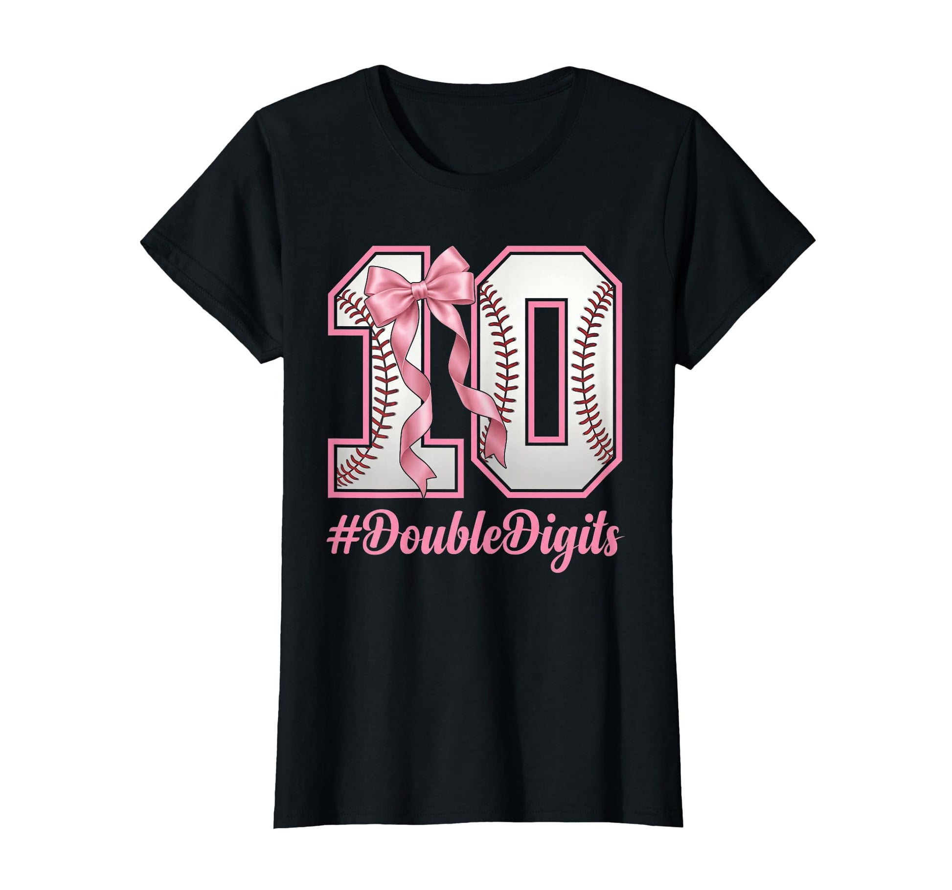 Bow Baseball Double Digits 10Th T-Shirt - Custom Art Print Men Women - T-Shirt, Sweatshirt, Hoodie