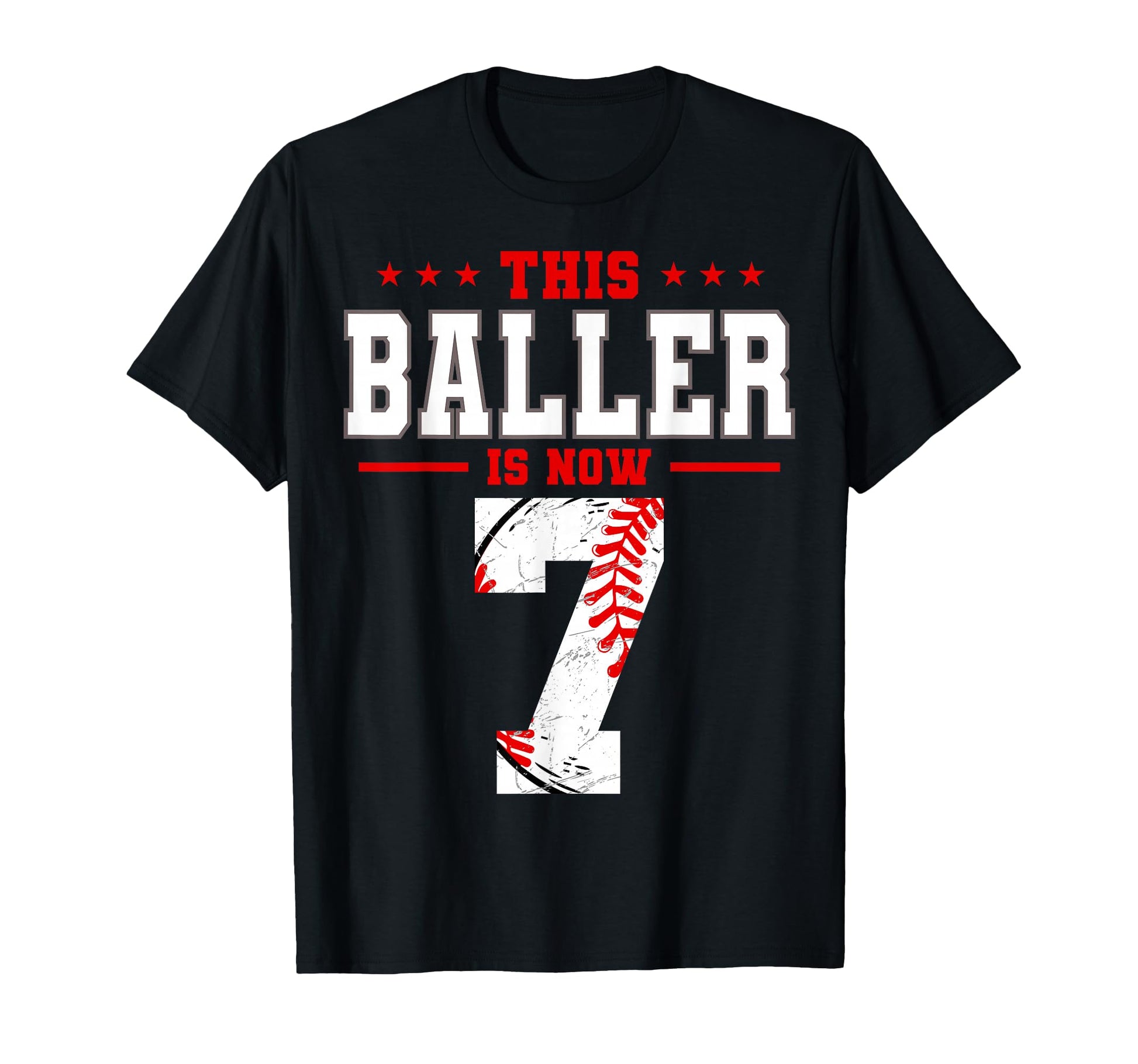 This Baller Is Now 7 Birthday Baseball T-Shirt - Custom Art Print Unisex - T-Shirt, Sweatshirt, Hoodie