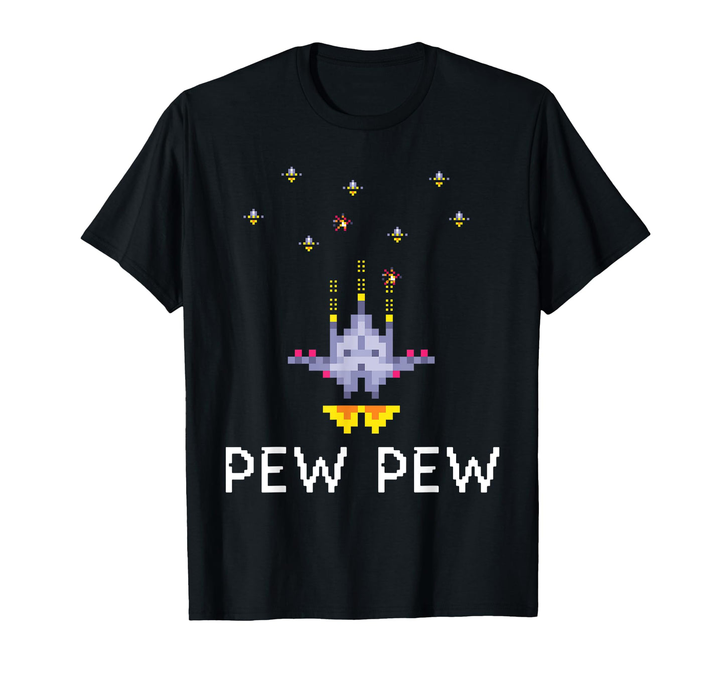 Arcade 8 Bit Spaceship Pew Pew Nostalgic Hoodie - Trendy Graphic for Adults - T-Shirt, Sweatshirt, Hoodie