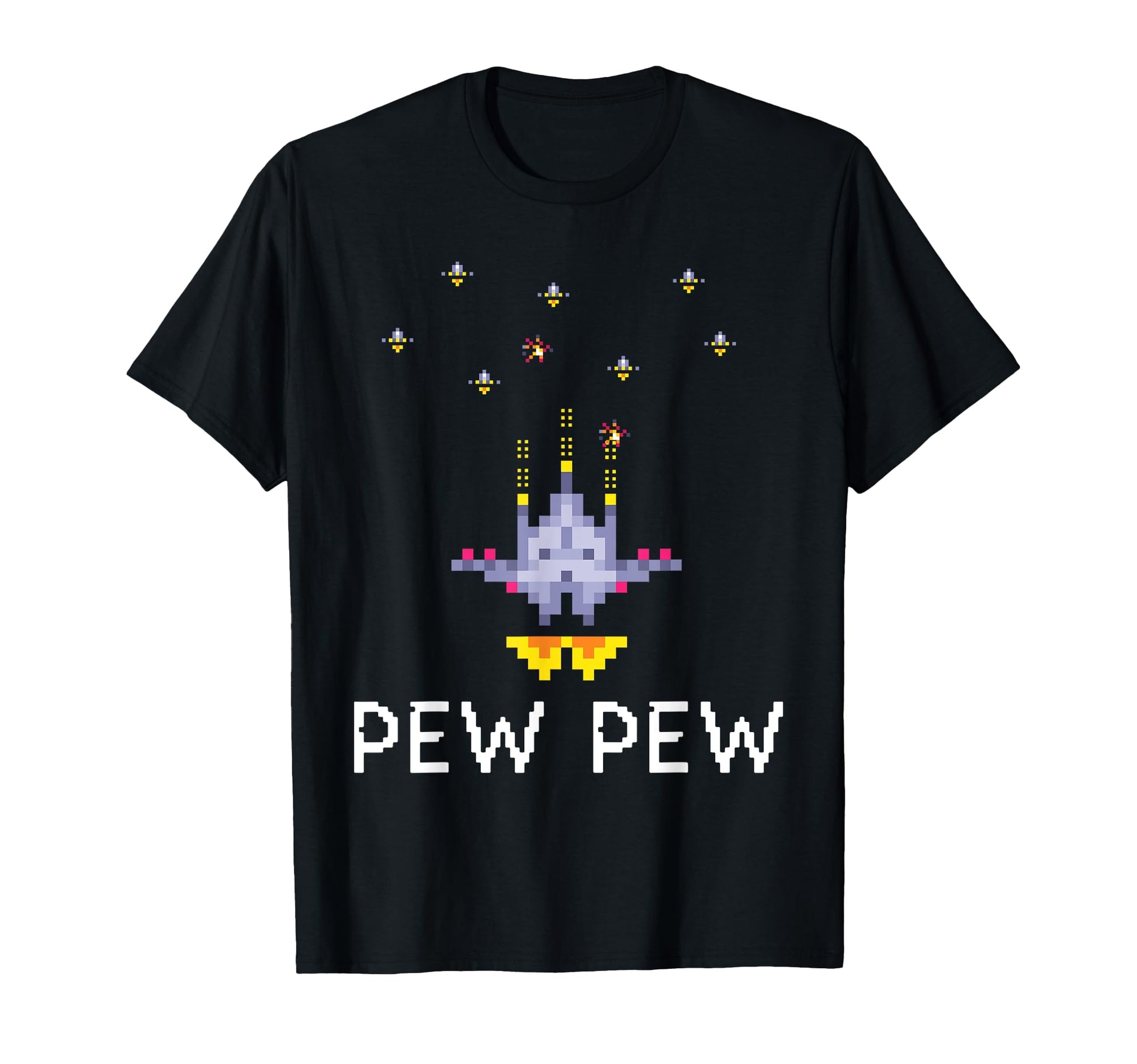 Arcade 8 Bit Spaceship Pew Pew Nostalgic Hoodie - Trendy Graphic for Adults - T-Shirt, Sweatshirt, Hoodie