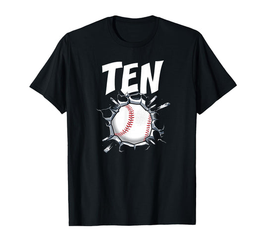 10 Year Old Baseball Birthday Party T-Shirt - Aesthetic Graphic Unisex - T-Shirt, Sweatshirt, Hoodie