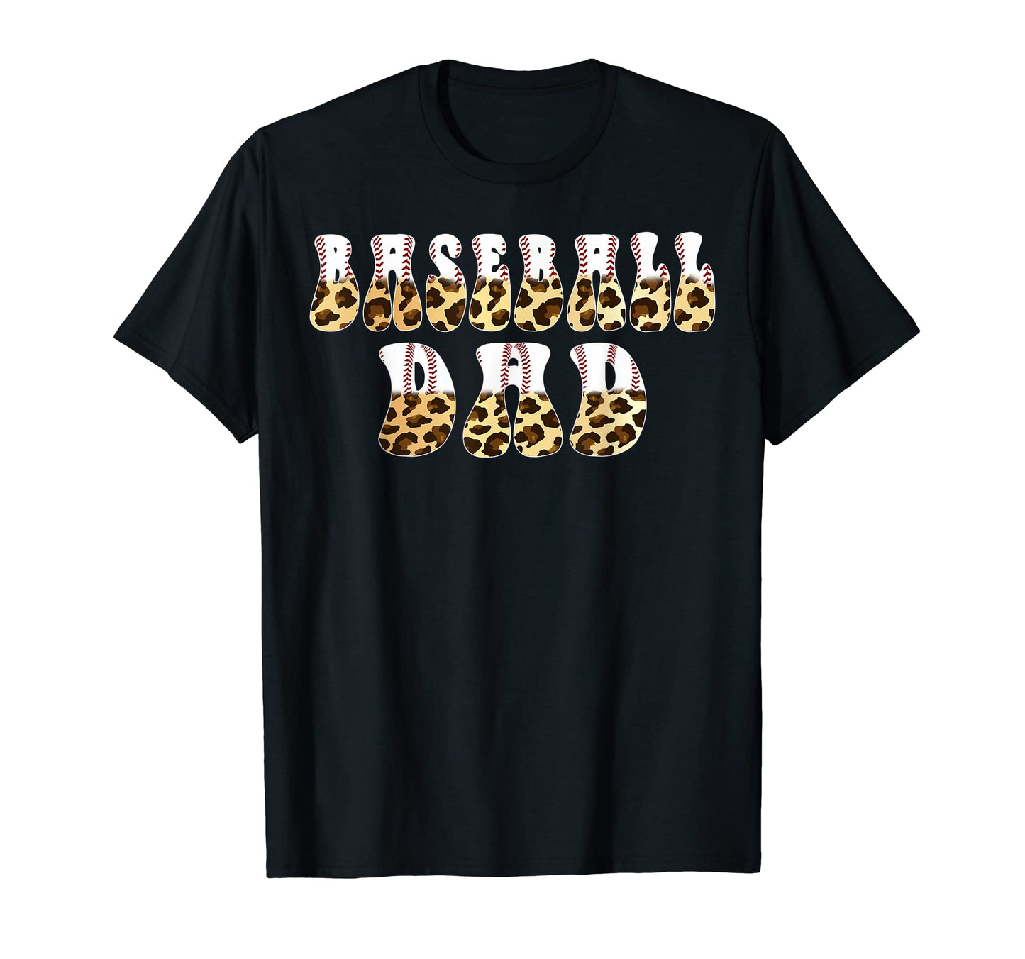 Groovy Softball Baseball Dad Leopard T-Shirt - Minimalist Print Unisex - T-Shirt, Sweatshirt, Hoodie