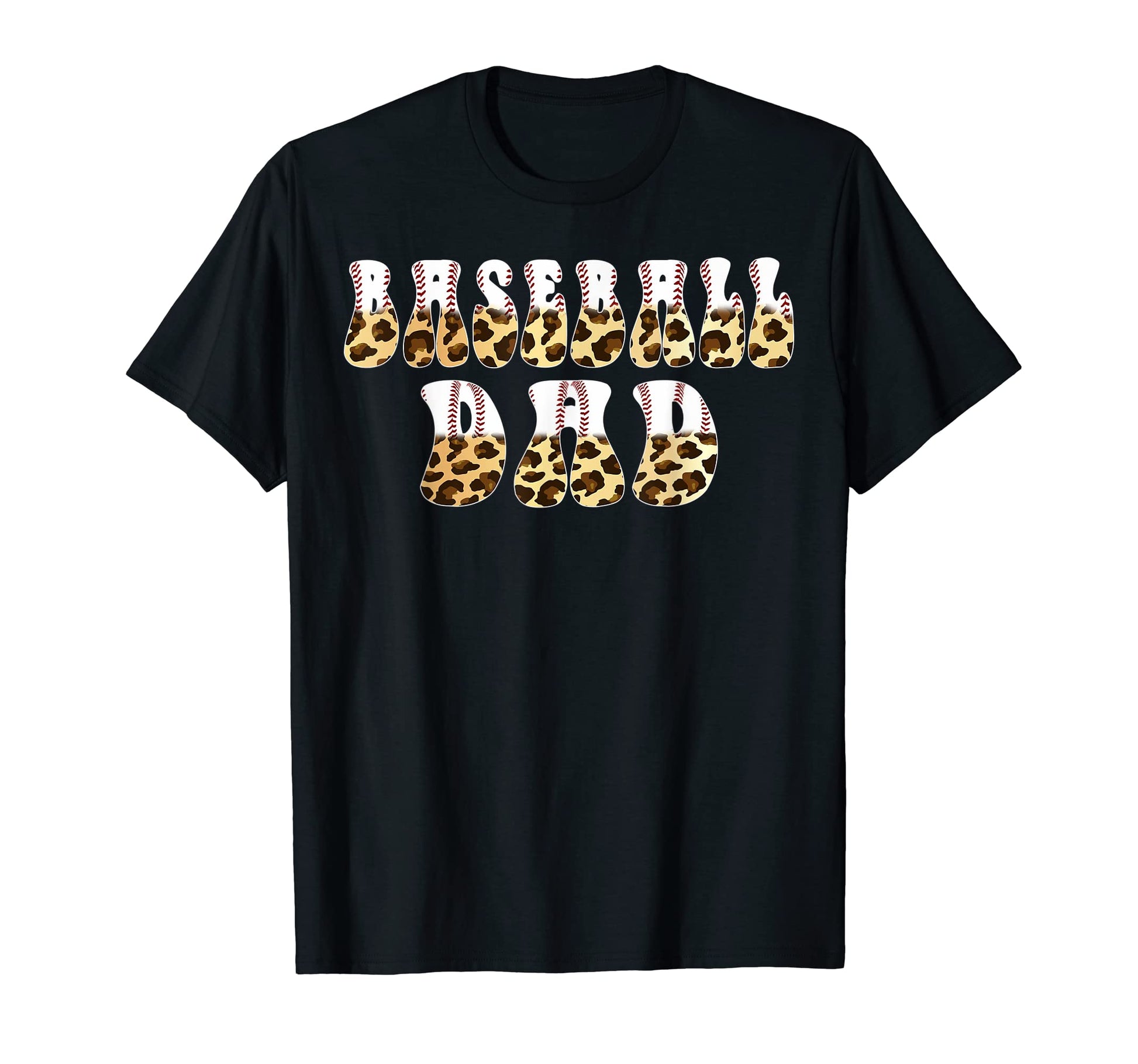 Groovy Softball Baseball Dad Leopard T-Shirt - Minimalist Print Unisex - T-Shirt, Sweatshirt, Hoodie