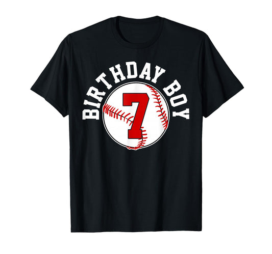 Baseball 7Th Birthday Party 7 Years Old Gift T-Shirt - Graphic Print Unisex - T-Shirt, Sweatshirt, Hoodie