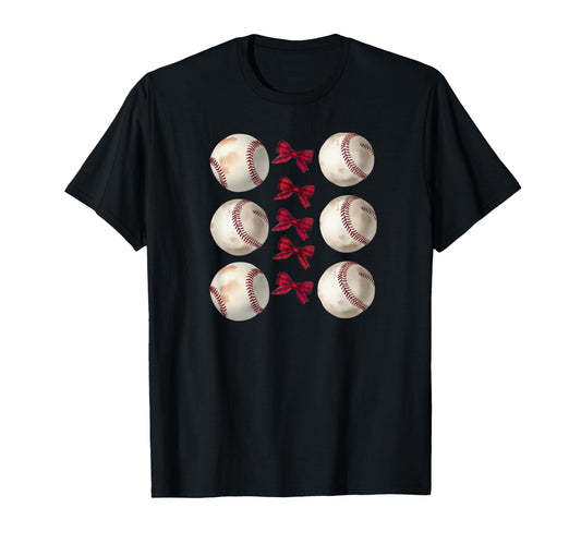 Baseball Coquette Bow Sports T-Shirt - Custom Art Print for Adults - T-Shirt, Sweatshirt, Hoodie