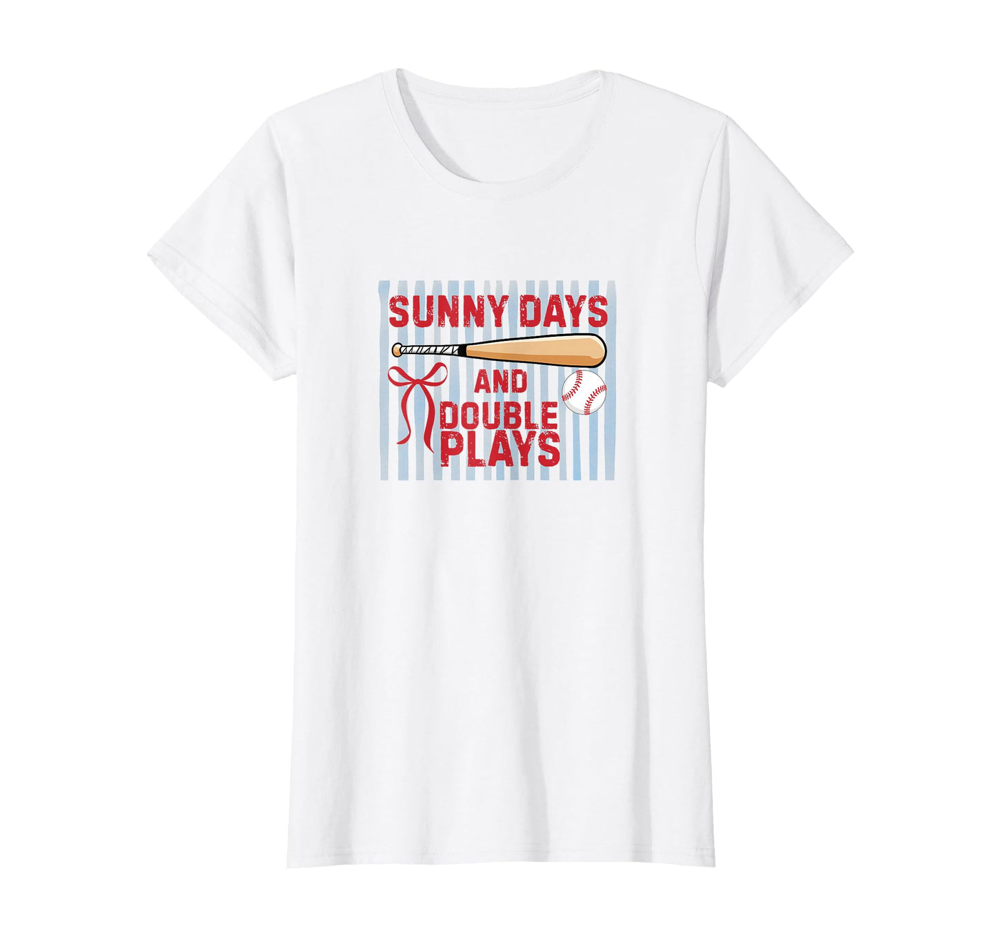 Sunny Days Double Plays Baseball Bow T-Shirt - Novelty Apparel for Adults - T-Shirt, Sweatshirt, Hoodie