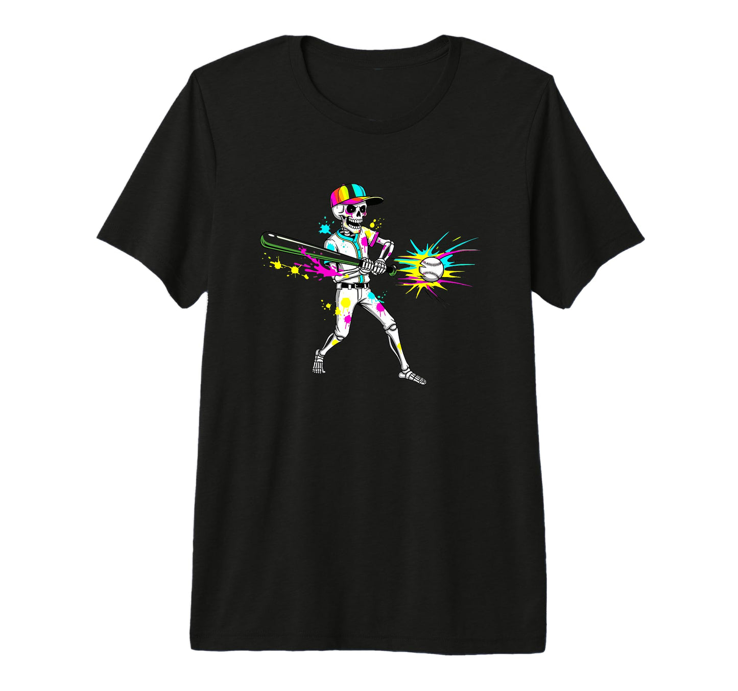 Colorful Skeleton Baseball Batter T-Shirt - Trendy Graphic Men Women - T-Shirt, Sweatshirt, Hoodie