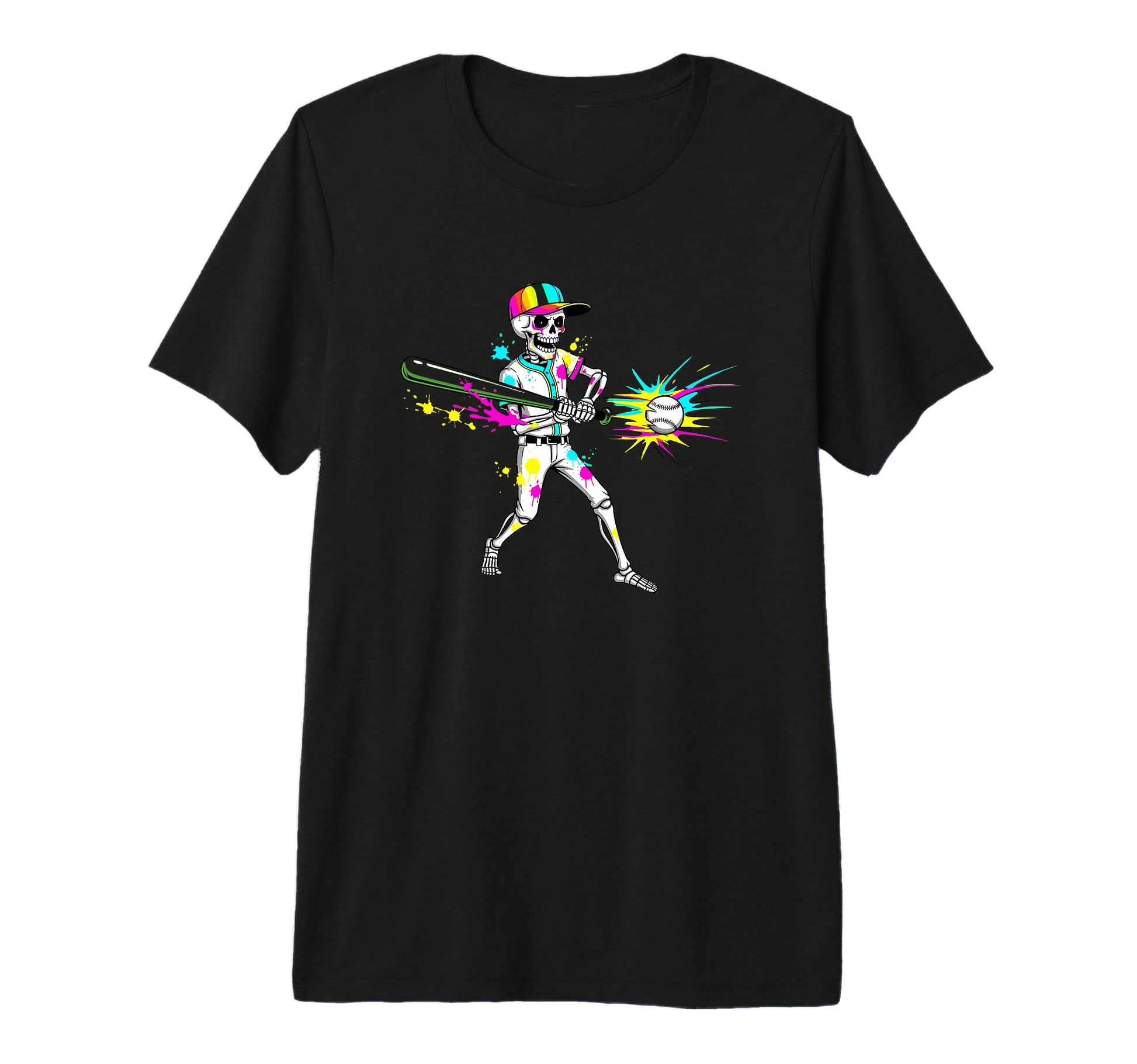 Colorful Skeleton Baseball Batter T-Shirt - Trendy Graphic Men Women - T-Shirt, Sweatshirt, Hoodie