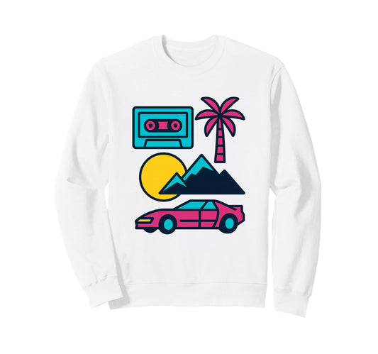 80S Synthwave Sweatshirt - Unique Graphic Unisex - T-Shirt, Sweatshirt, Hoodie