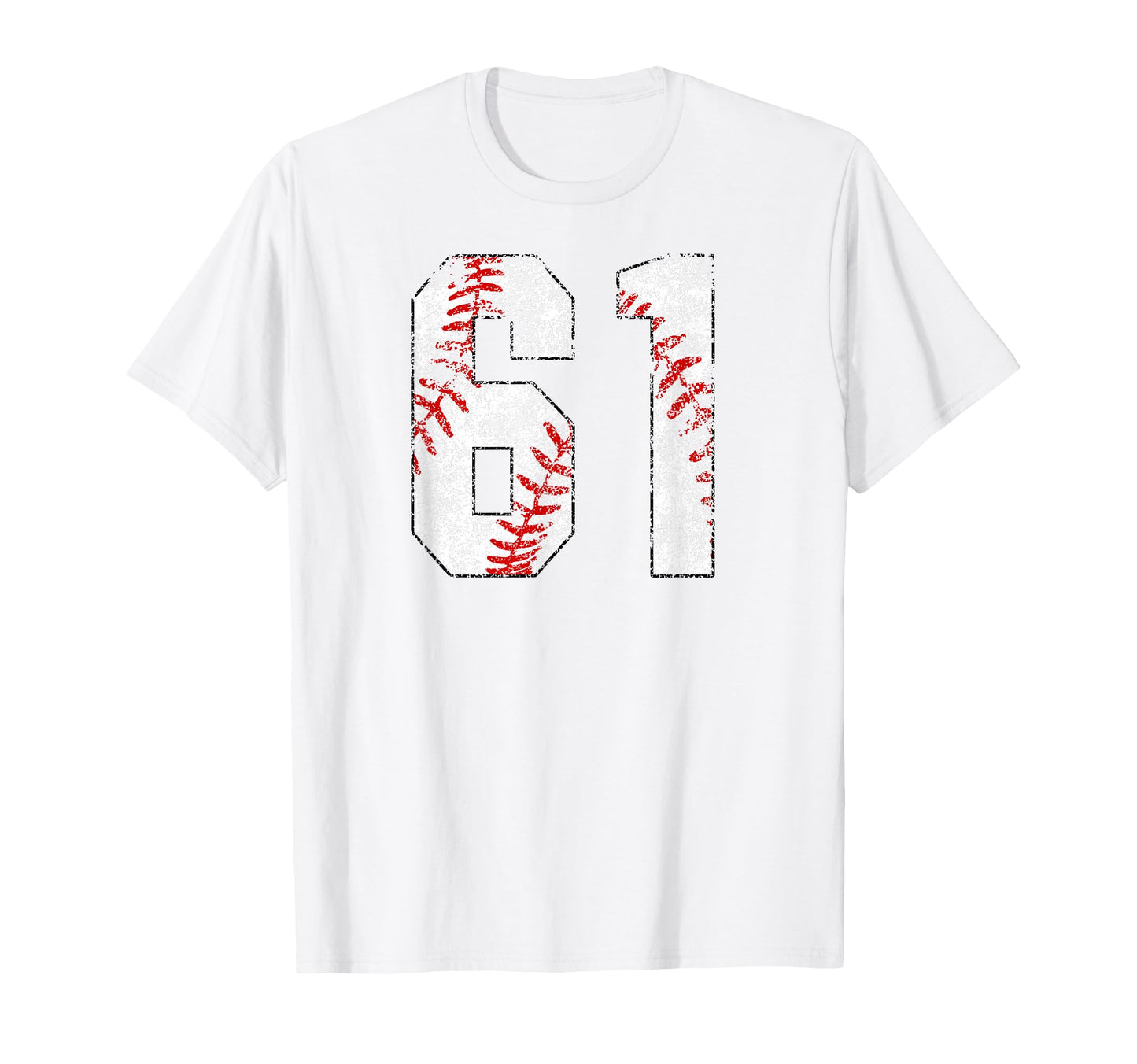 Distressed Baseball Number 61 Jersey T-Shirt - Minimalist Print for Adults - T-Shirt, Sweatshirt, Hoodie