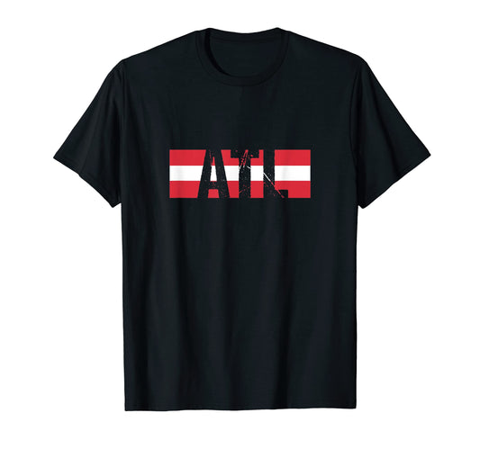 Atl Atlanta Red White Sport Stripes T-Shirt - Custom Art Print for Adults - T-Shirt, Sweatshirt, Hoodie