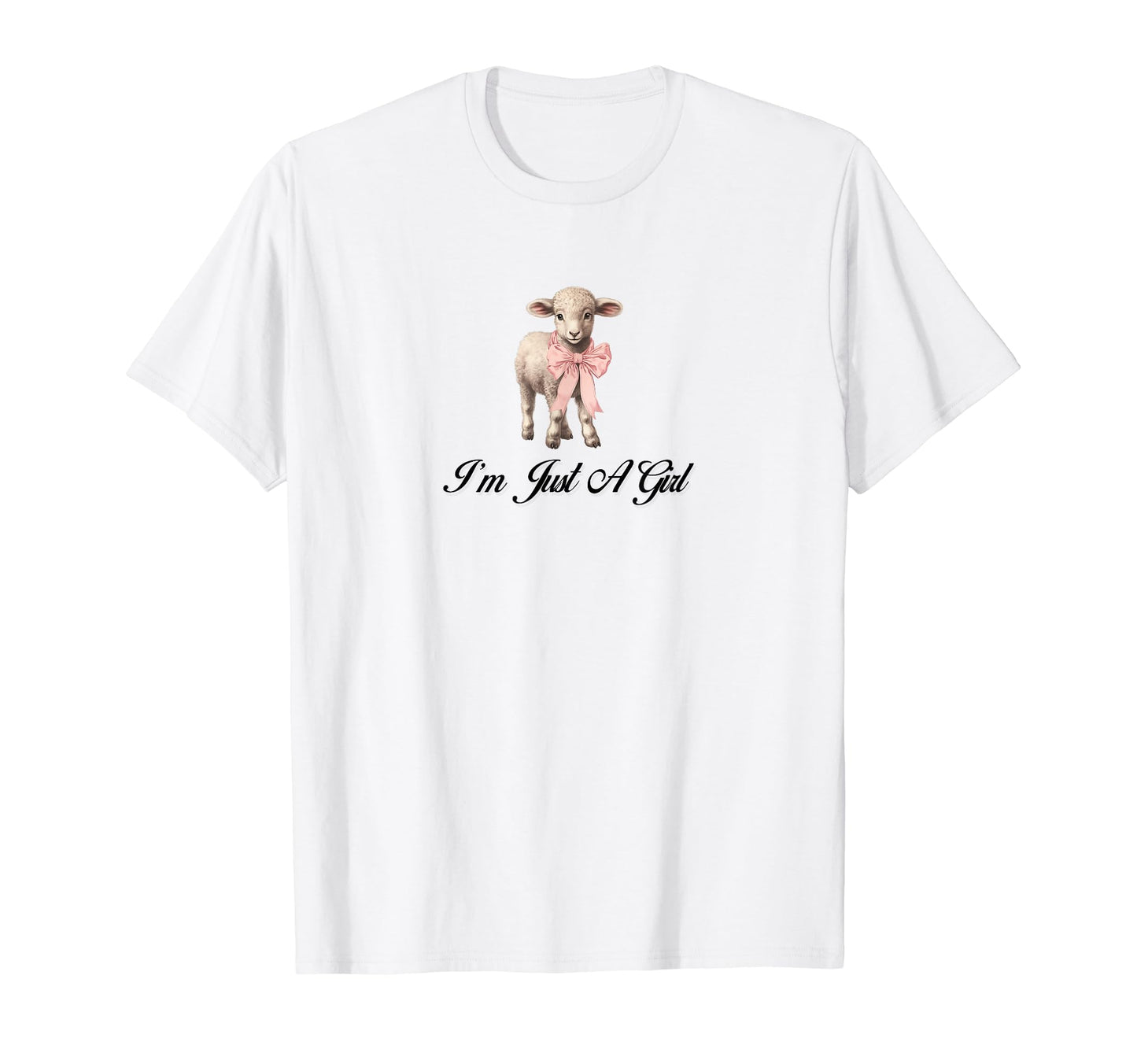 Im Just Coquette Lamb Ribbon T-Shirt - Casual Everyday Wear for Adults - T-Shirt, Sweatshirt, Hoodie