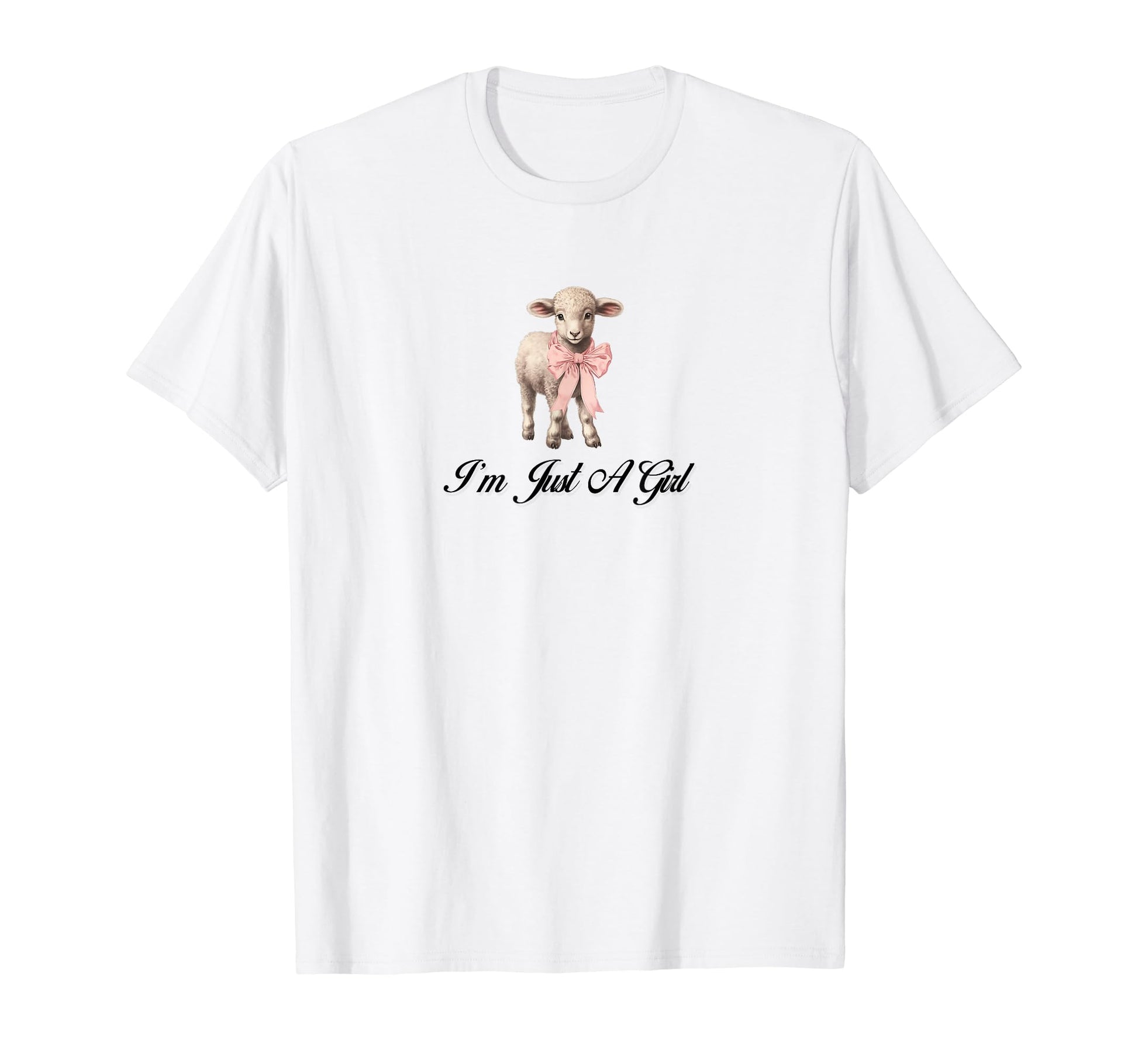 Im Just Coquette Lamb Ribbon T-Shirt - Casual Everyday Wear for Adults - T-Shirt, Sweatshirt, Hoodie