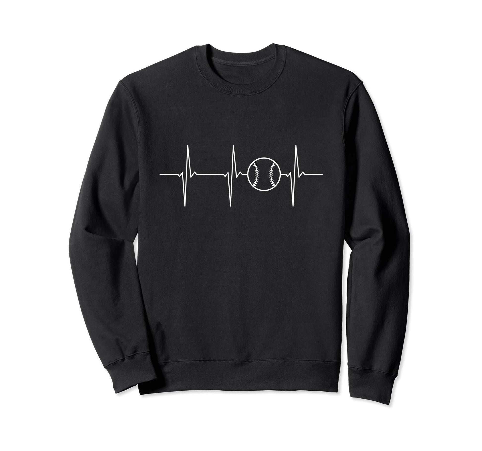 Baseball Ecg Heartbeat Baseball Sweatshirt - Unique Graphic Men Women - T-Shirt, Sweatshirt, Hoodie