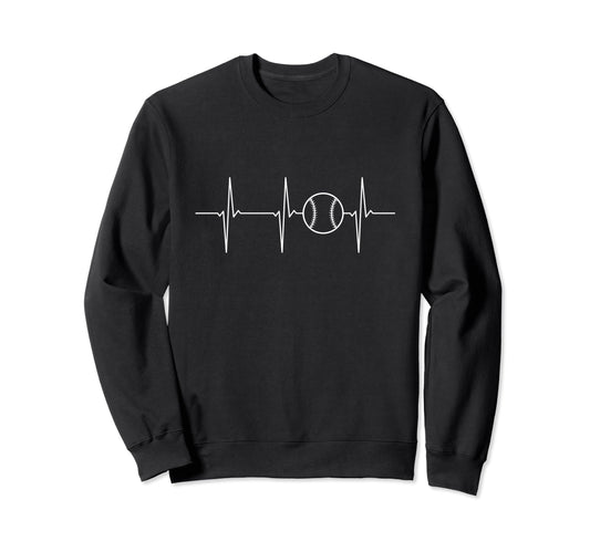 Baseball Ecg Heartbeat Baseball Sweatshirt - Unique Graphic Men Women - T-Shirt, Sweatshirt, Hoodie