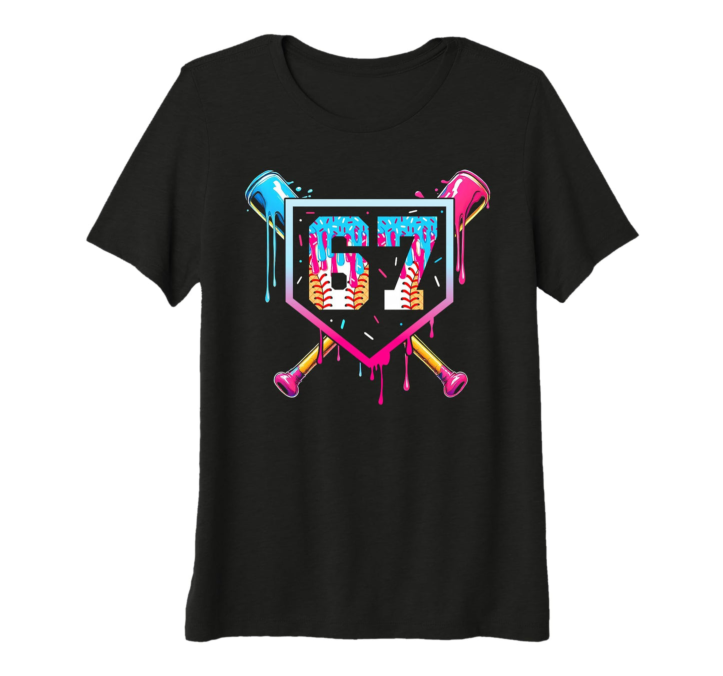 Baseball Ice Cream Drip Number 67 T-Shirt - Aesthetic Graphic for Adults - T-Shirt, Sweatshirt, Hoodie