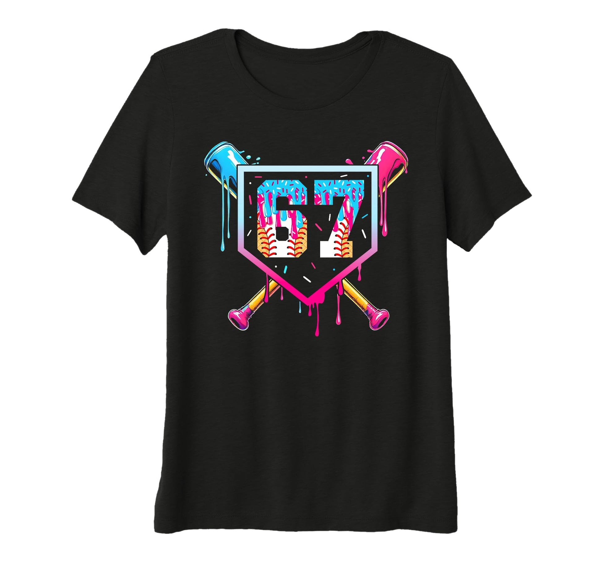 Baseball Ice Cream Drip Number 67 T-Shirt - Aesthetic Graphic for Adults - T-Shirt, Sweatshirt, Hoodie