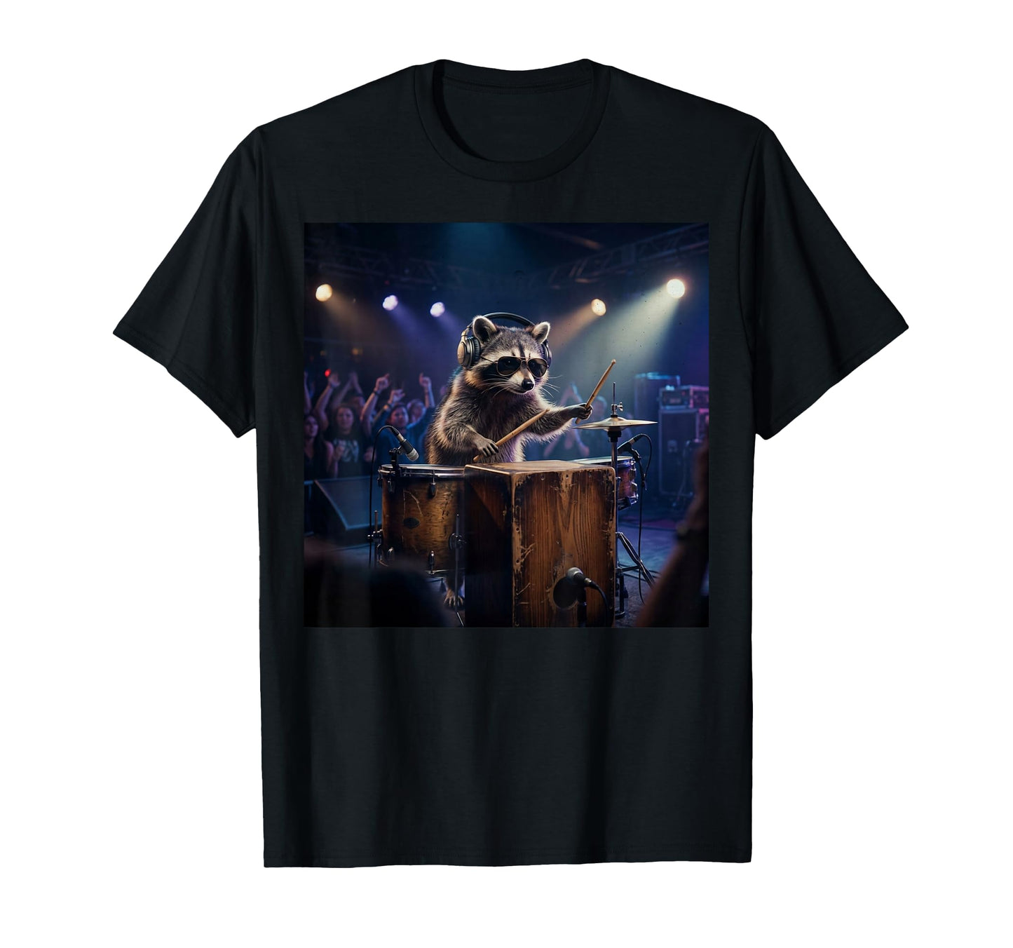 Raccoon Caj N Box Drummer Funny Animal T-Shirt - Unique Graphic Men Women - T-Shirt, Sweatshirt, Hoodie