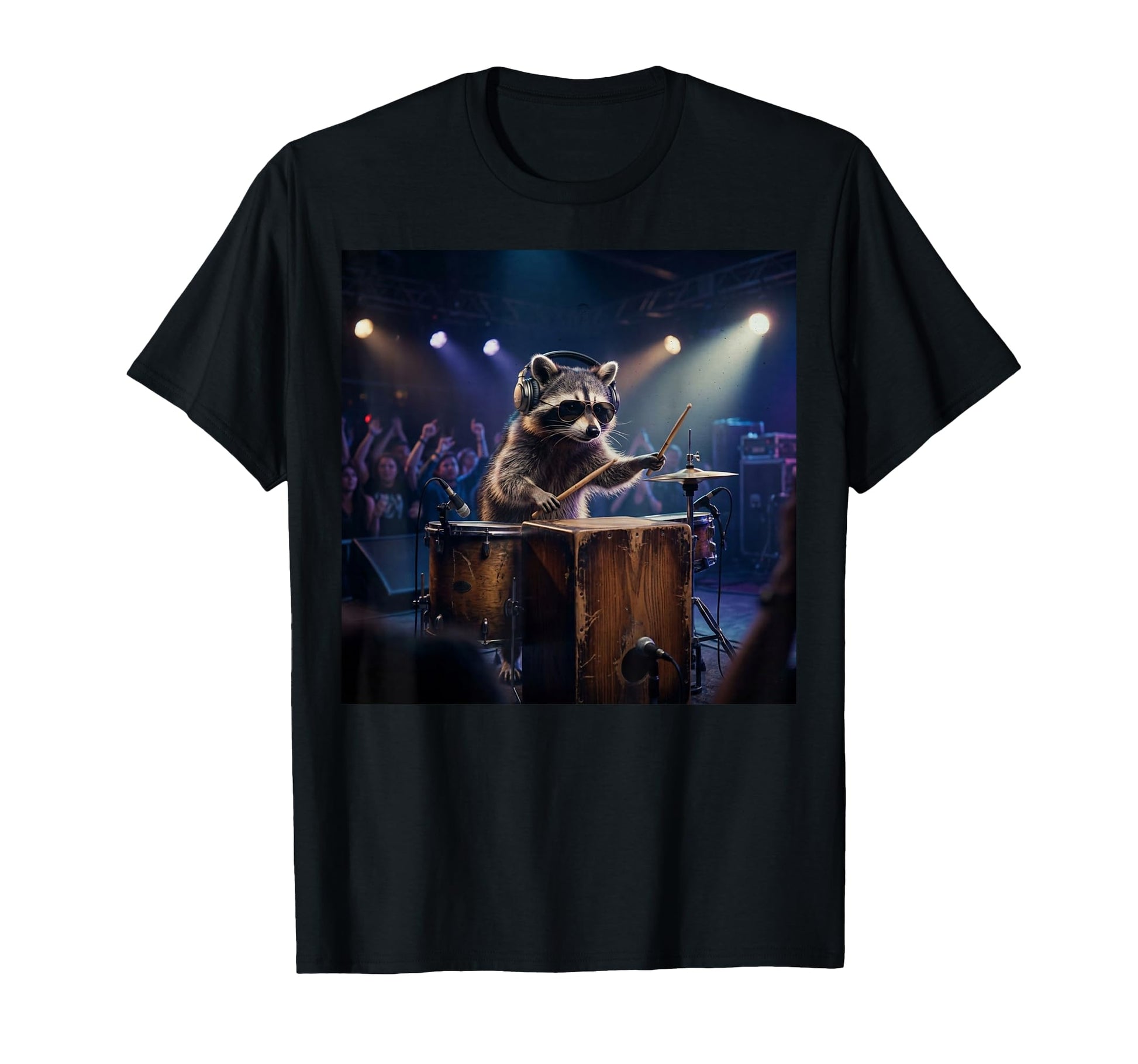 Raccoon Caj N Box Drummer Funny Animal T-Shirt - Unique Graphic Men Women - T-Shirt, Sweatshirt, Hoodie