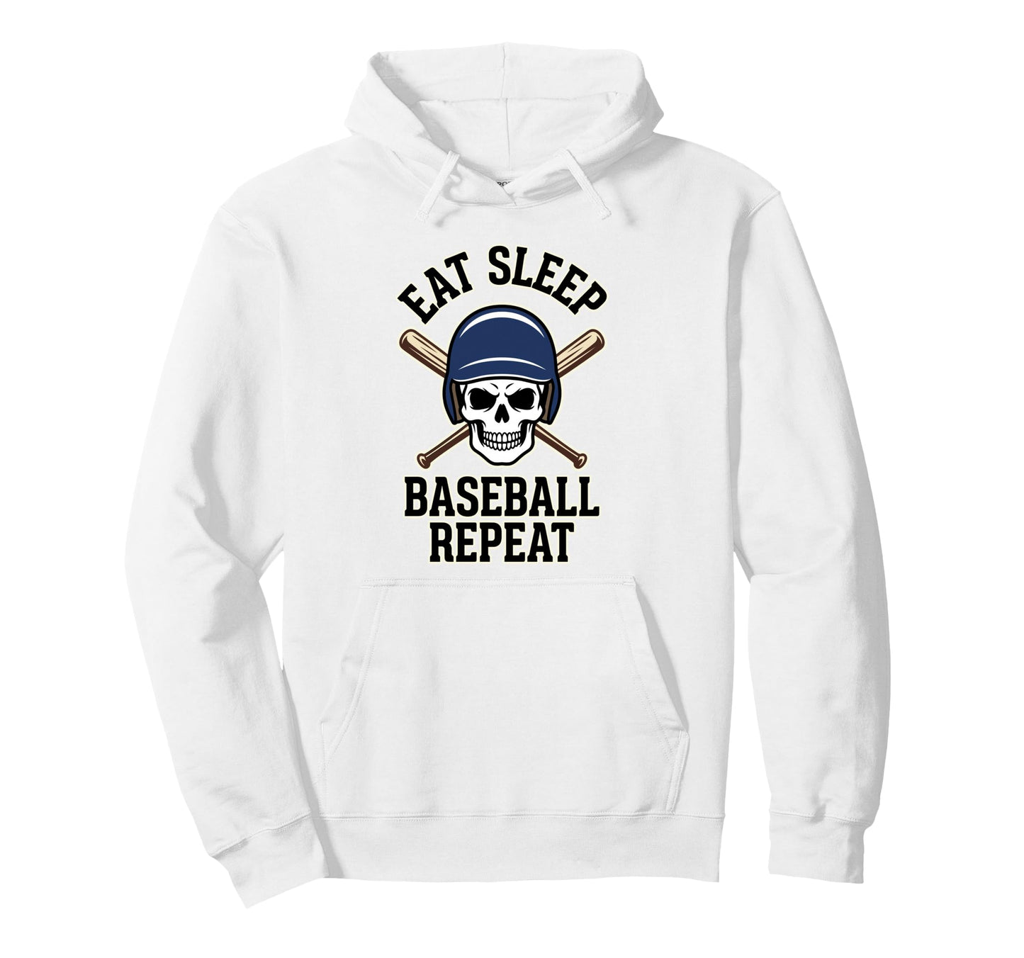 Eat Sleep Baseball Repeat Skeleton Hoodie - Fun Novelty Design Men Women - T-Shirt, Sweatshirt, Hoodie