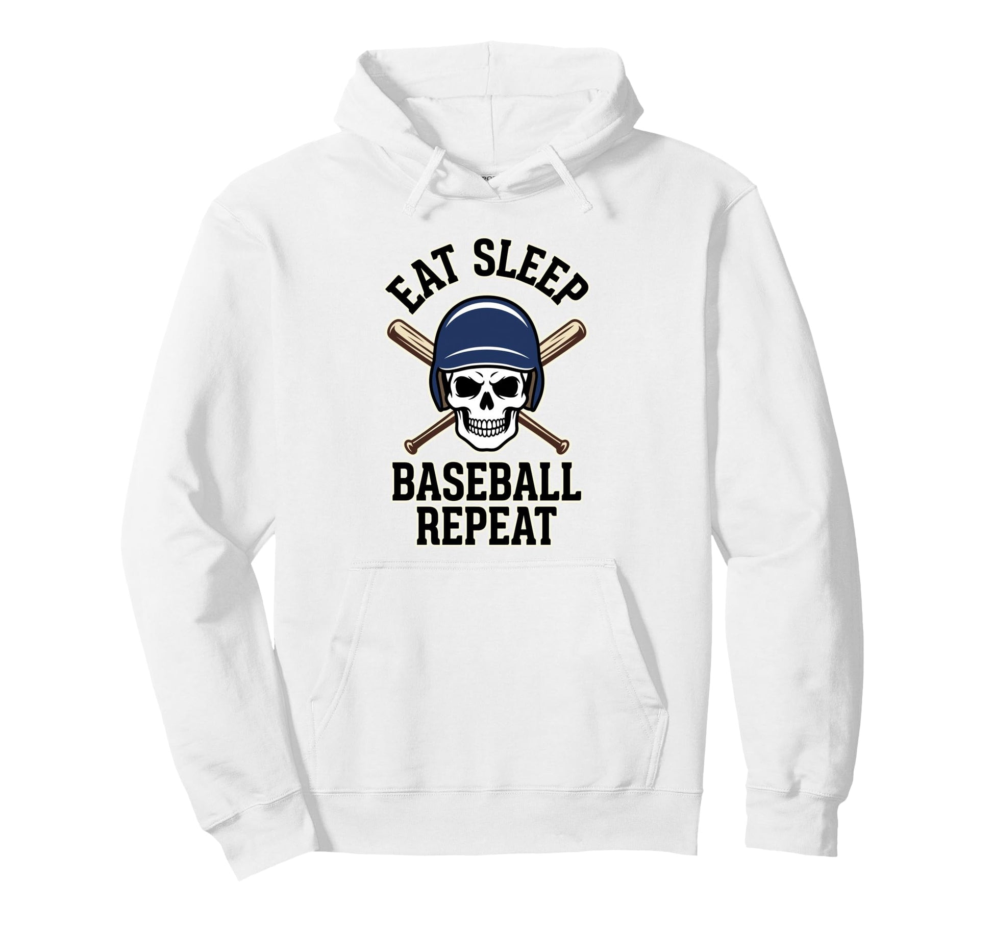 Eat Sleep Baseball Repeat Skeleton Hoodie - Fun Novelty Design Men Women - T-Shirt, Sweatshirt, Hoodie