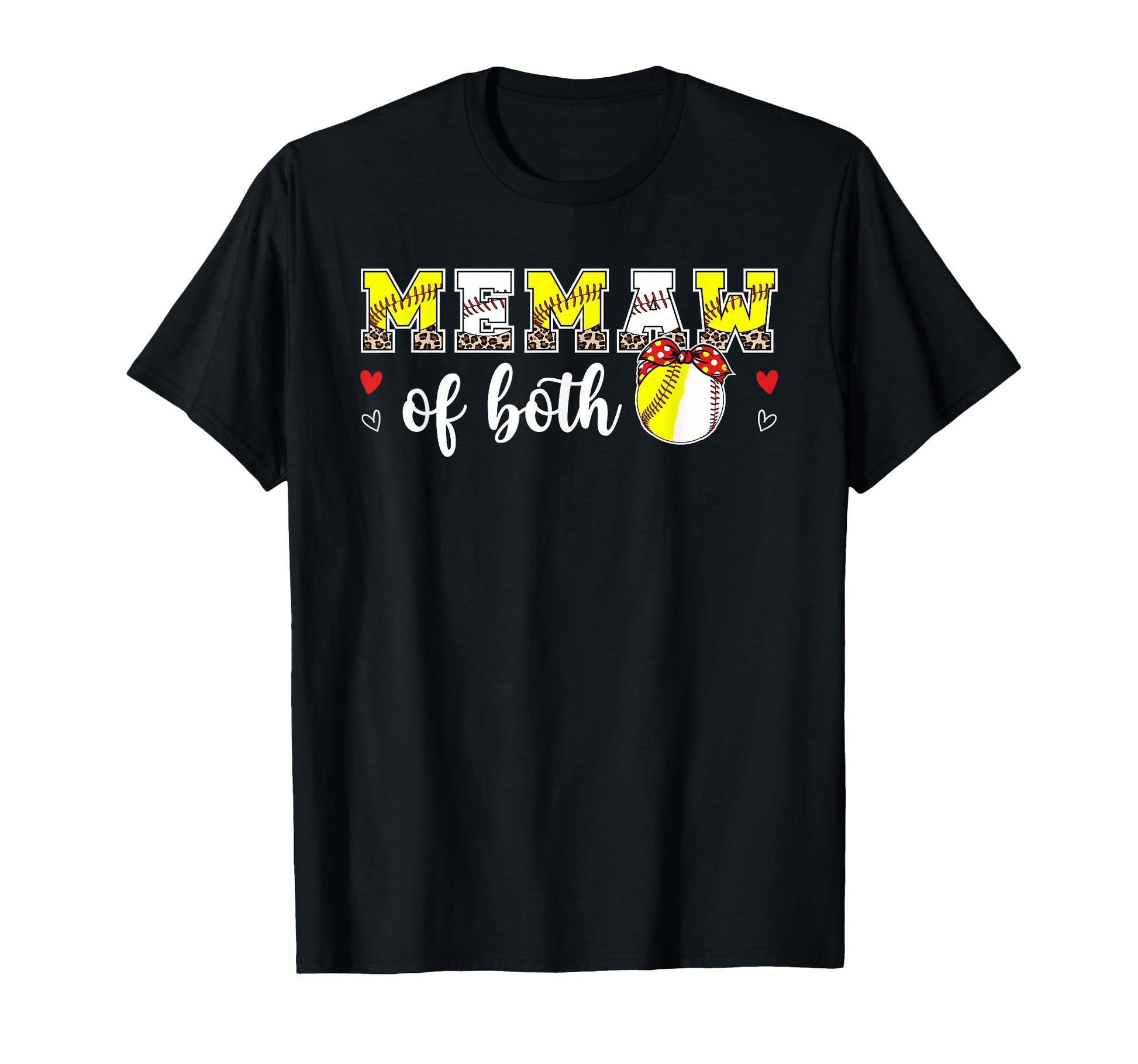 Memaw Both Leopard Softball T-Shirt - Aesthetic Graphic for Adults - T-Shirt, Sweatshirt, Hoodie