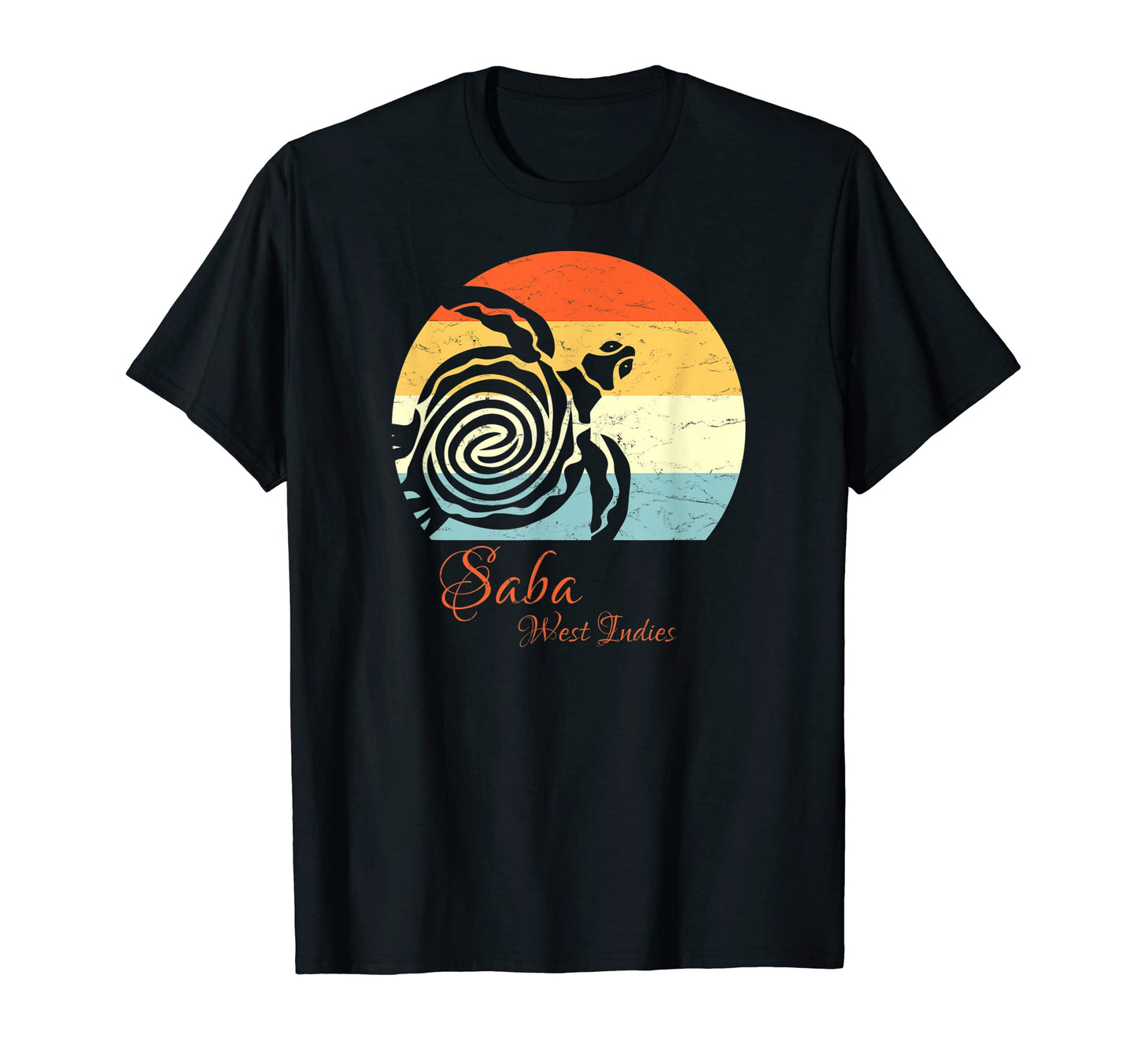 Saba West Indies Sea Turtle Vacation T-Shirt - Fun Novelty Design Men Women - T-Shirt, Sweatshirt, Hoodie
