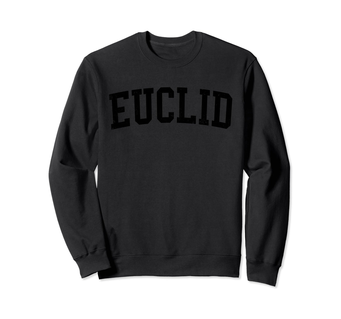 Euclid Oh Distressed Black Varsity Sweatshirt - Casual Everyday Wear Unisex - T-Shirt, Sweatshirt, Hoodie