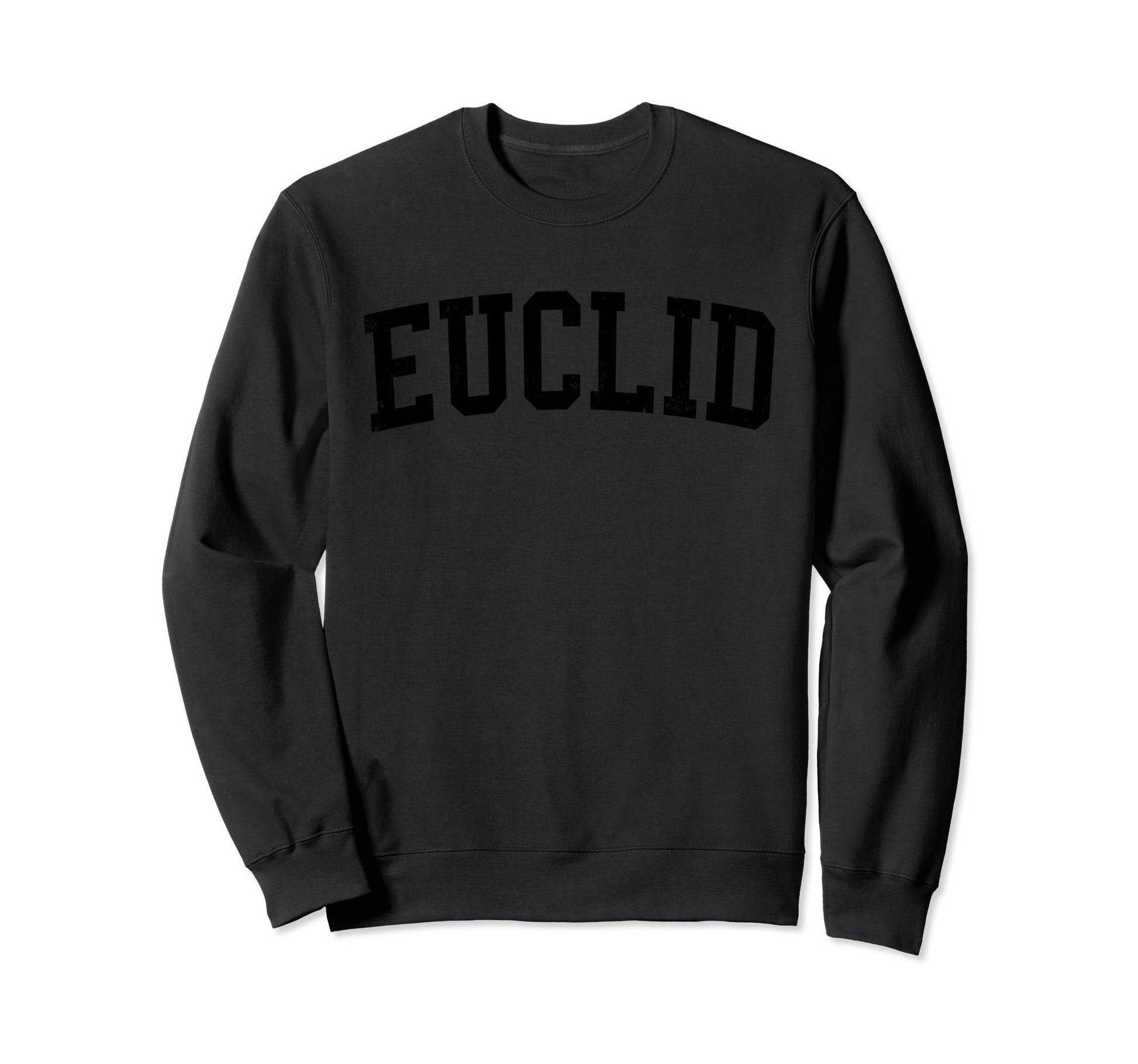Euclid Oh Distressed Black Varsity Sweatshirt - Casual Everyday Wear Unisex - T-Shirt, Sweatshirt, Hoodie