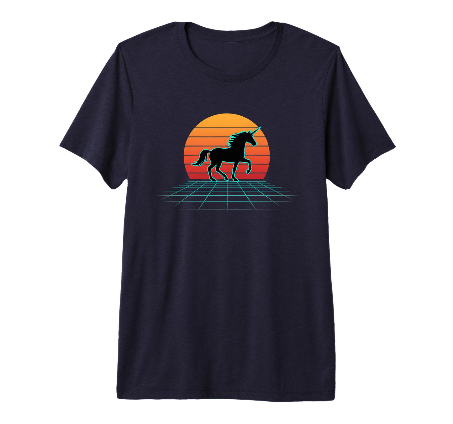 Unicorn Sunset Synthwave 80S Vaporwave T-Shirt - Novelty Apparel Unisex - T-Shirt, Sweatshirt, Hoodie