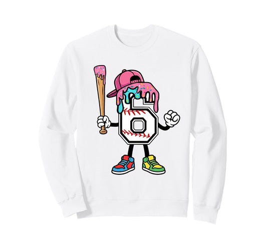 6Th Birthday Baseball Ice Cream Sweatshirt - Novelty Apparel Men Women - T-Shirt, Sweatshirt, Hoodie