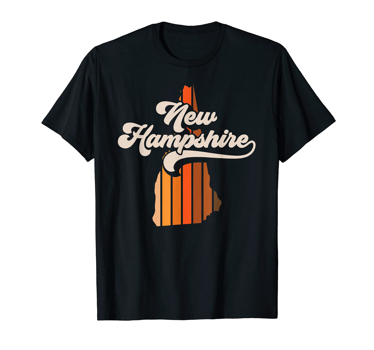 New Hampshire 70S Stripe State Silhouette T-Shirt - Graphic Print Unisex - T-Shirt, Sweatshirt, Hoodie