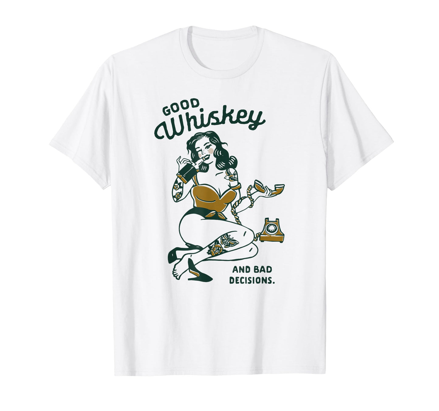 Pin Up Fun Whiskey Lovers T-Shirt - Unique Graphic for Adults - T-Shirt, Sweatshirt, Hoodie