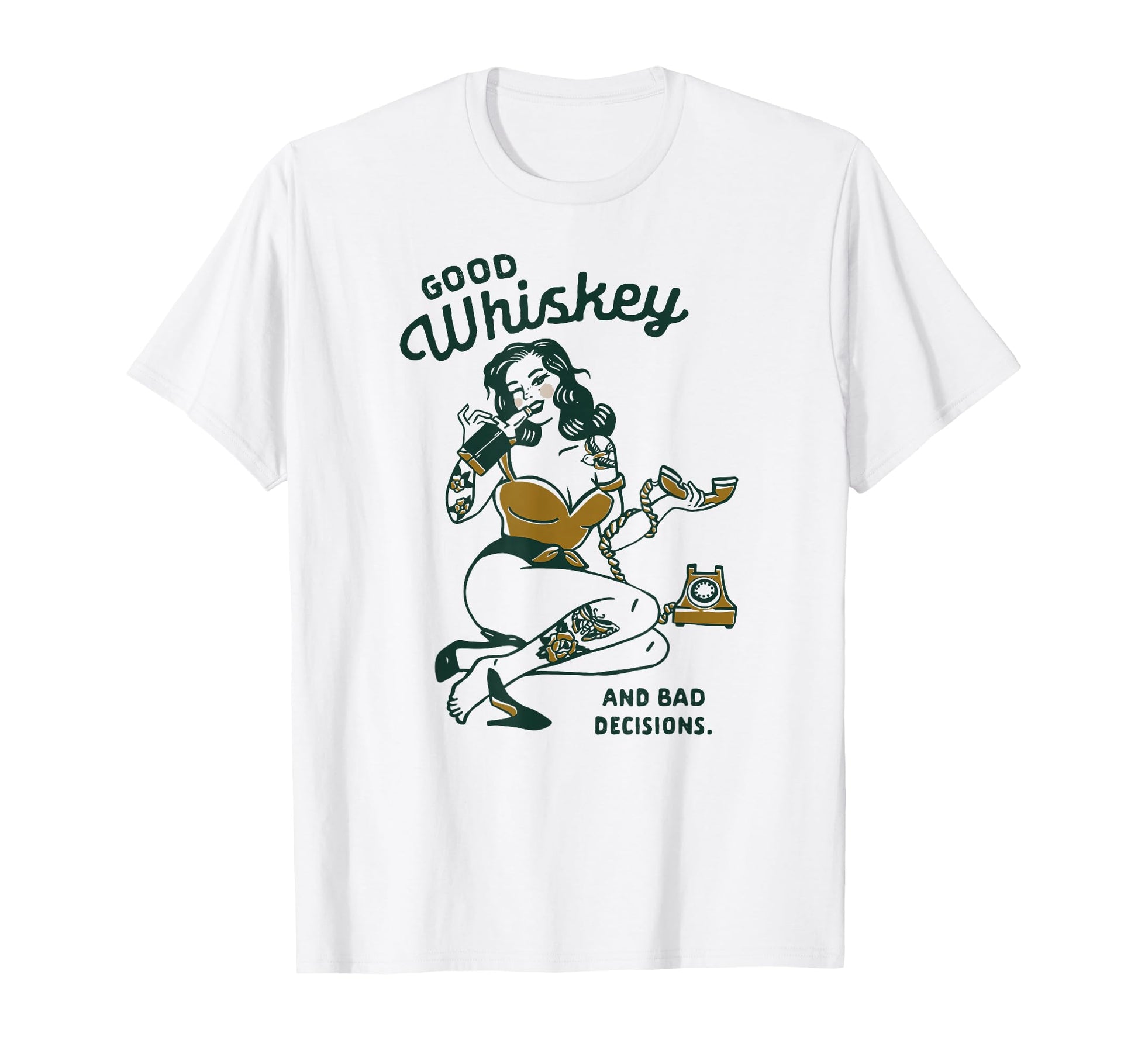 Pin Up Fun Whiskey Lovers T-Shirt - Unique Graphic for Adults - T-Shirt, Sweatshirt, Hoodie