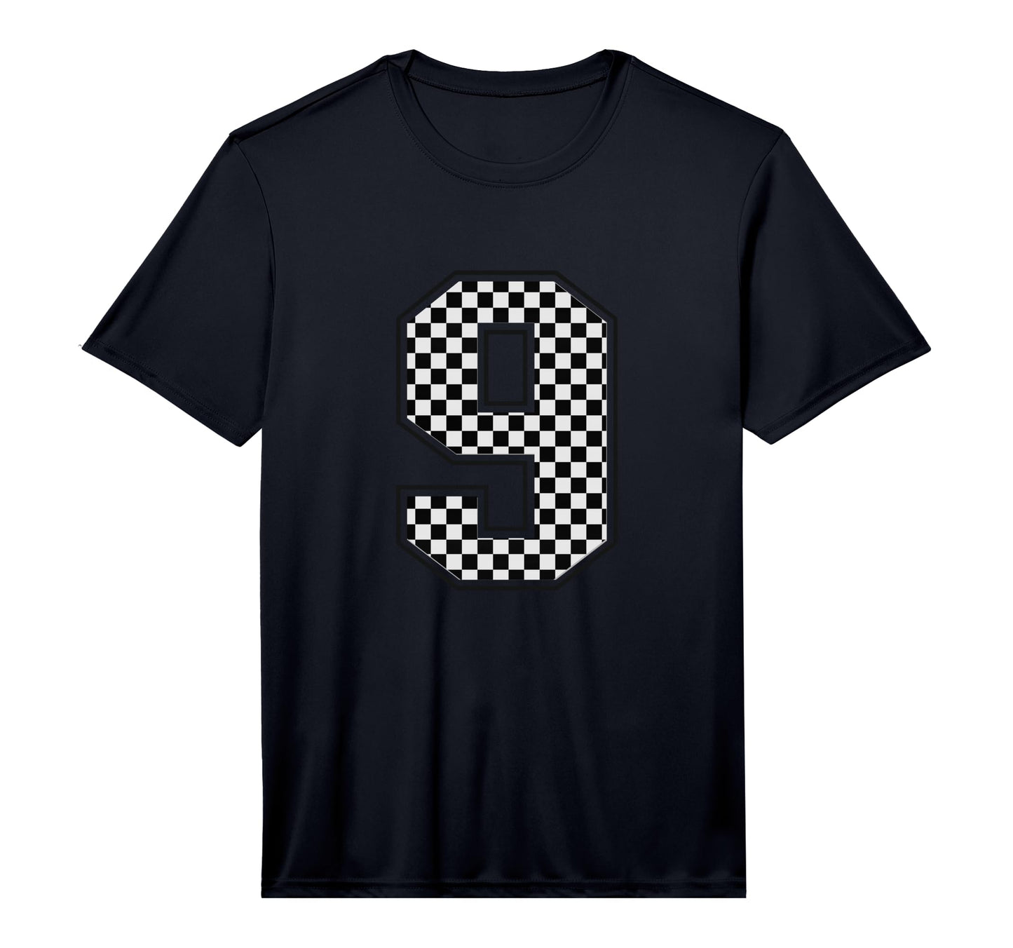 Number 9 Checkered Number Performance T-Shirt - Trendy Graphic for Adults - T-Shirt, Sweatshirt, Hoodie