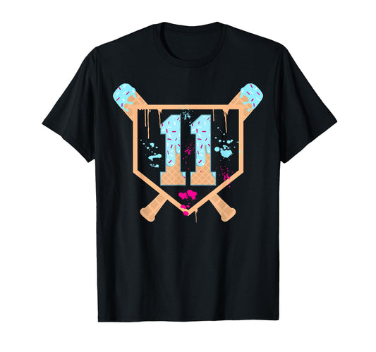 Baseball 11 Year Old Ice Cream Drip T-Shirt - Aesthetic Graphic for Adults - T-Shirt, Sweatshirt, Hoodie