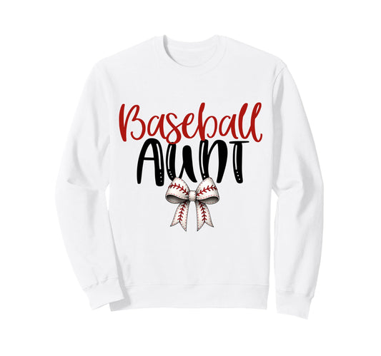 Baseball Aunt Coquette Bow Game Day Sweatshirt - Unique Graphic for Adults - T-Shirt, Sweatshirt, Hoodie