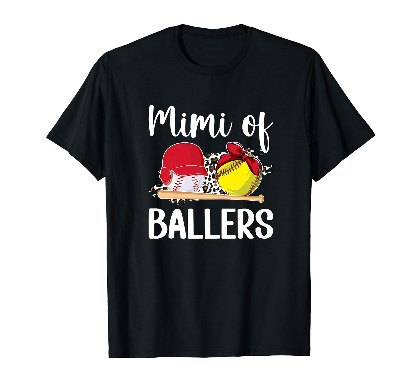 Mimi Ballers Leopard Softball T-Shirt - Minimalist Print for Adults - T-Shirt, Sweatshirt, Hoodie