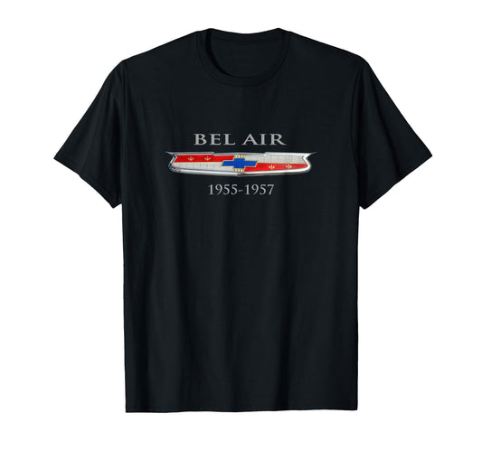 1955 1957 Bel Air Hood Emblem Badge T-Shirt - Novelty Apparel for Adults - T-Shirt, Sweatshirt, Hoodie