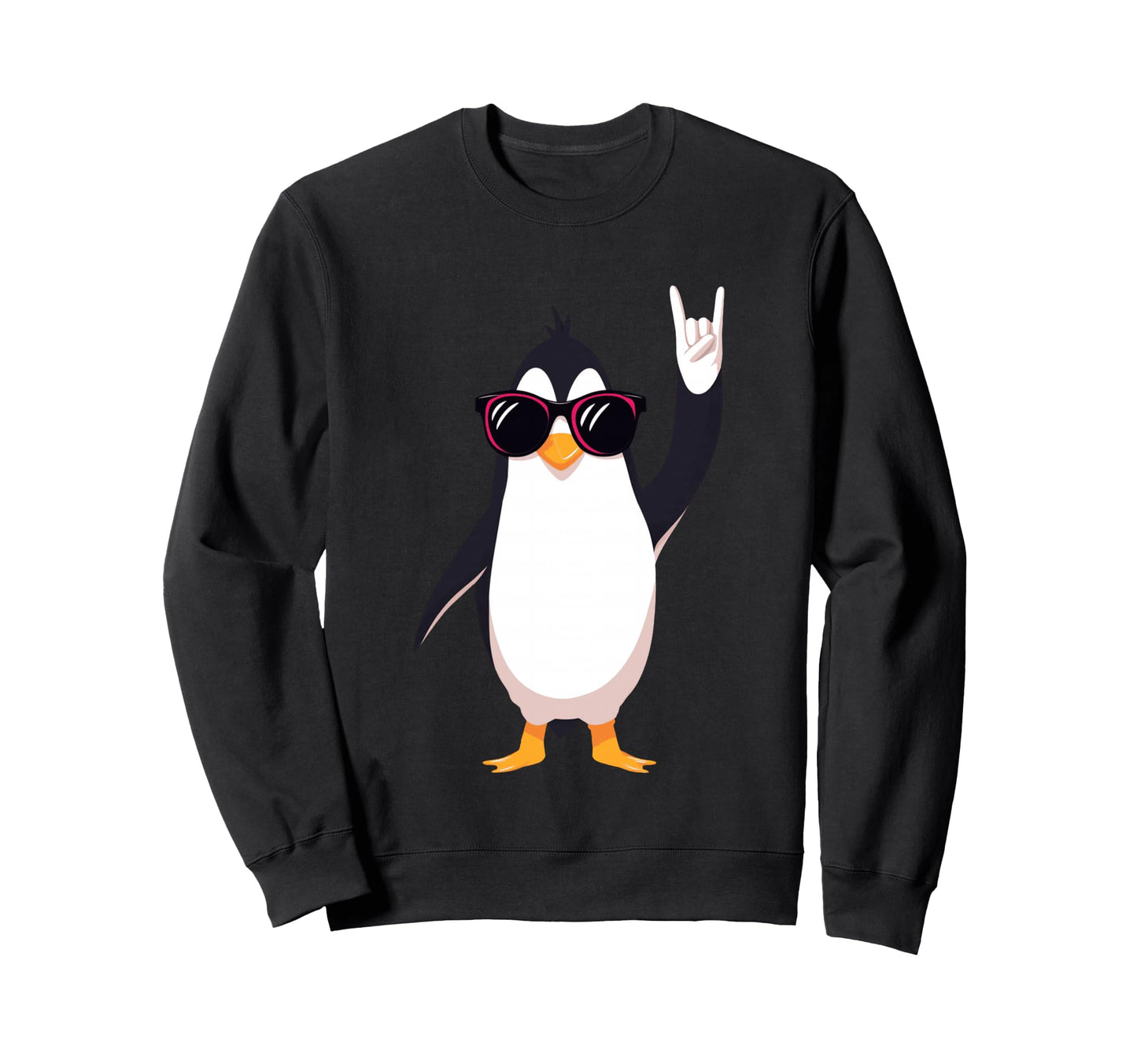 Penguin Rock Hand Sign Sunglasses Sweatshirt - Streetwear Style for Adults - T-Shirt, Sweatshirt, Hoodie