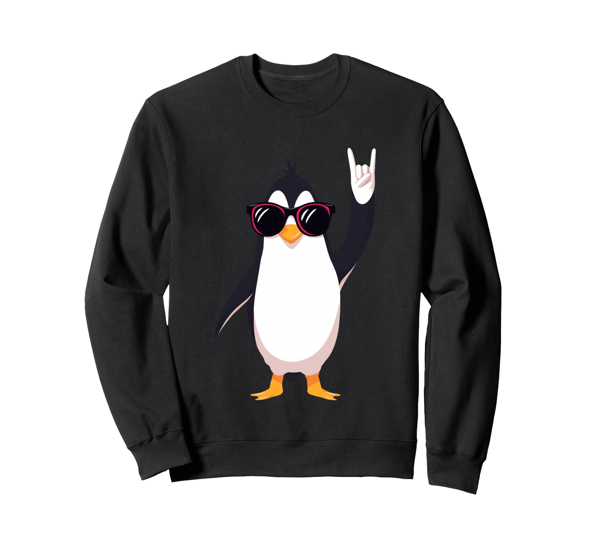 Penguin Rock Hand Sign Sunglasses Sweatshirt - Streetwear Style for Adults - T-Shirt, Sweatshirt, Hoodie