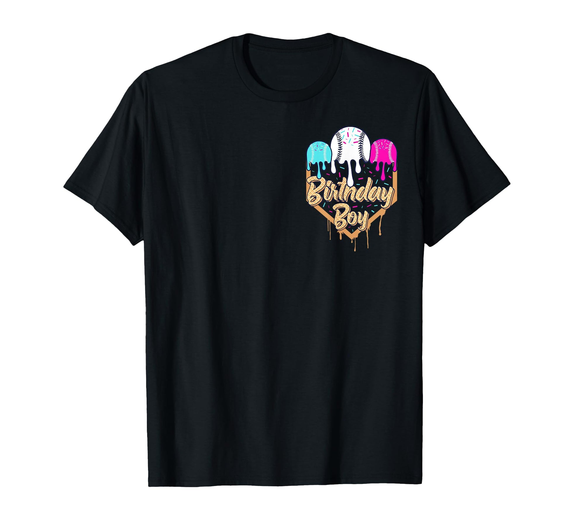 7Th Birthday Baseball Ice Cream Drip T-Shirt - Unique Graphic Men Women - T-Shirt, Sweatshirt, Hoodie