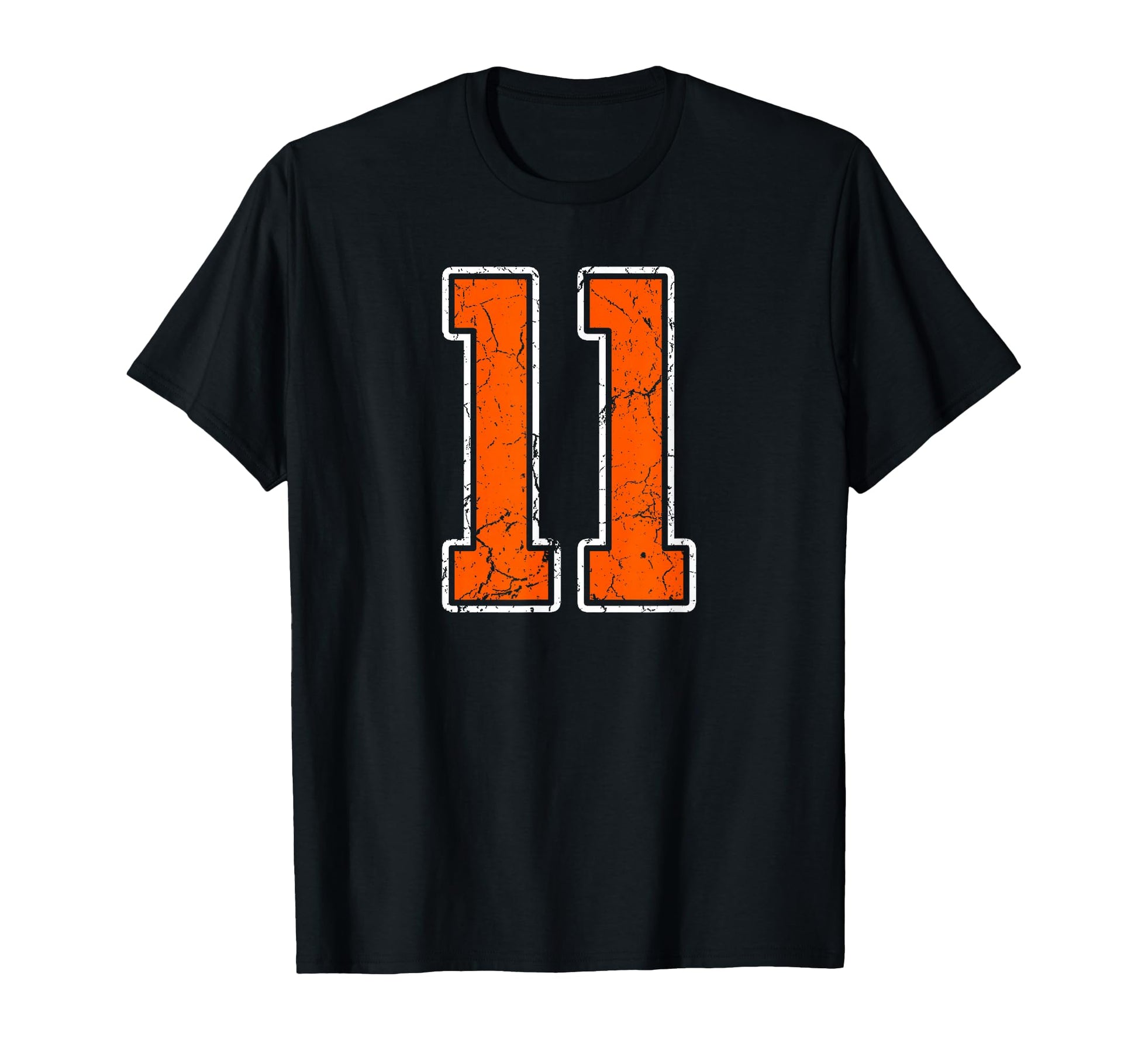 Distressed Orange White Number 11 Jersey T-Shirt - Unique Graphic Unisex - T-Shirt, Sweatshirt, Hoodie