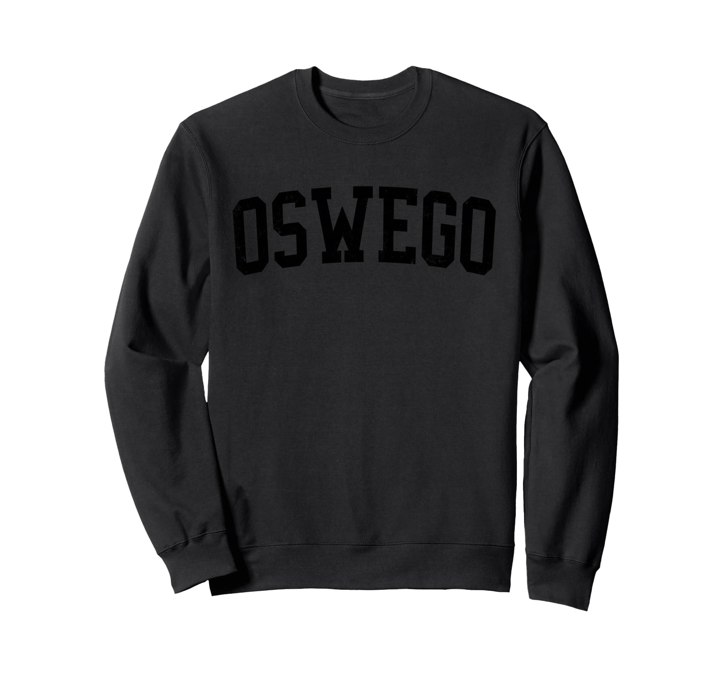 Oswego Il Distressed Black Varsity Sweatshirt - Casual Everyday Wear Unisex - T-Shirt, Sweatshirt, Hoodie