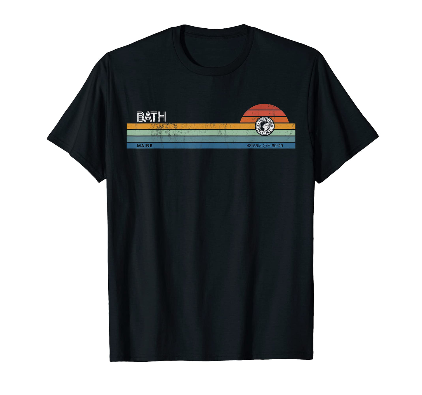 Bath Maine Usa America Sunset Rainbow T-Shirt - Fun Novelty Design Unisex - T-Shirt, Sweatshirt, Hoodie